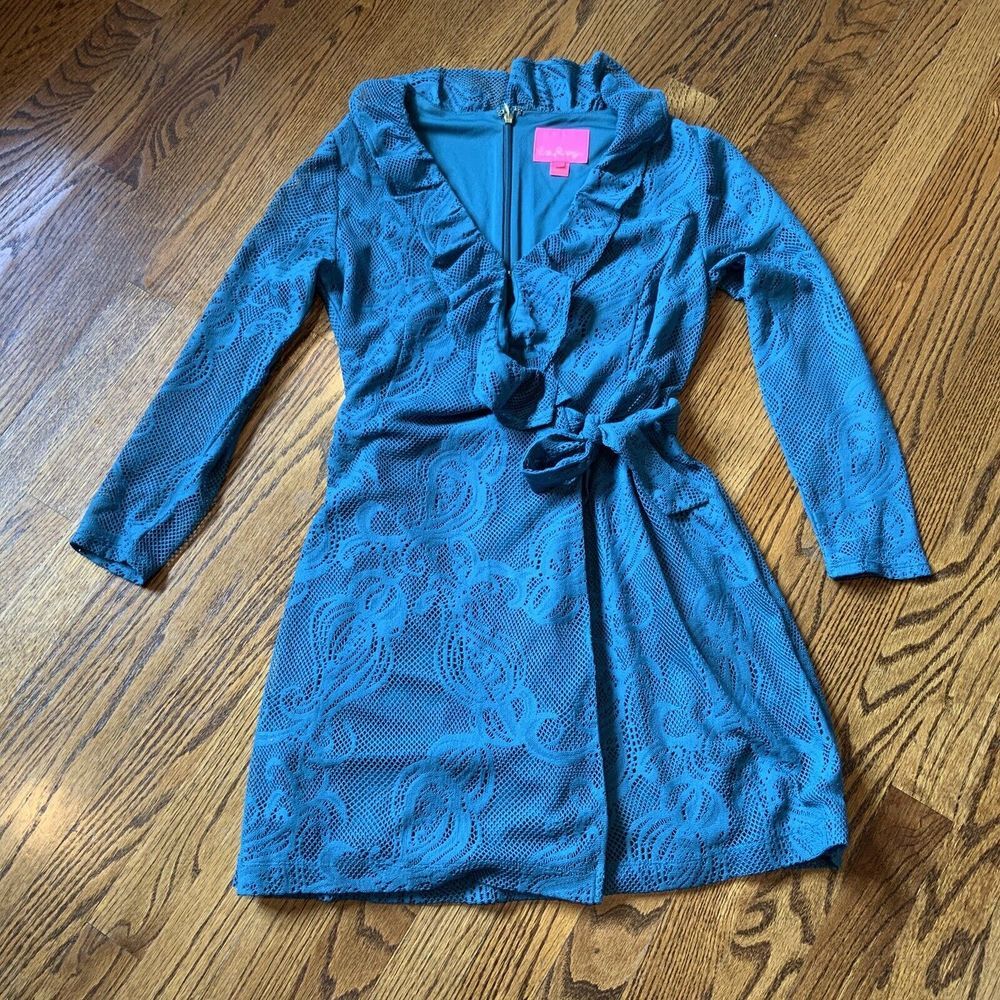 Lilly Pulitzer Tiki Lace Wrap Romper Crochet Sheer Lined Beach‎ Boho Nautical S